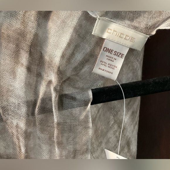 Chico's Neutral Colored Plaid Wool Blend Scarf 23 x 72" NWT - Picture 6 of 8